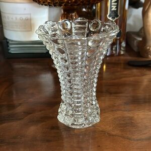 Vintage Small Glass Vase ZIPPER & BUTTON PATTERN